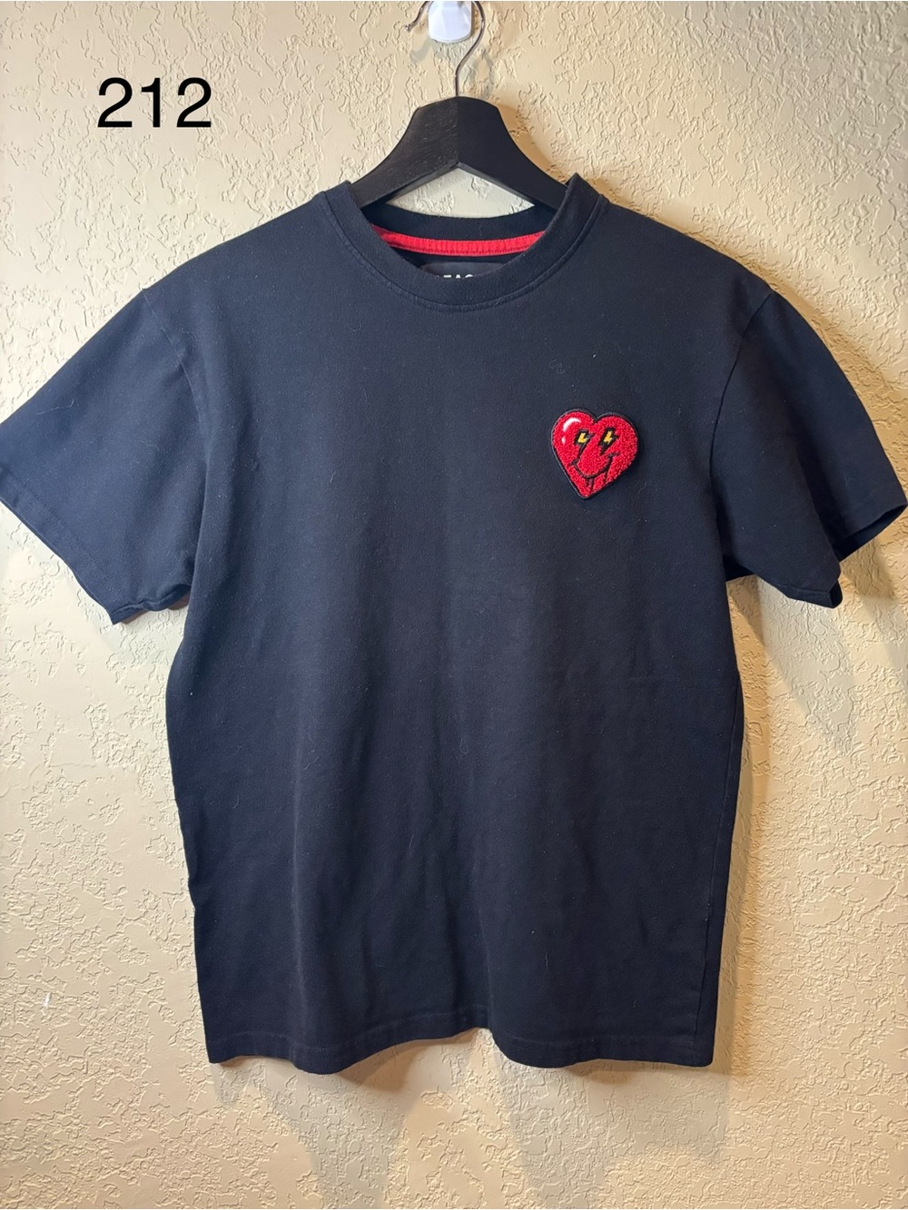 Reason Black Tee with Red Lightning Heart Patch
